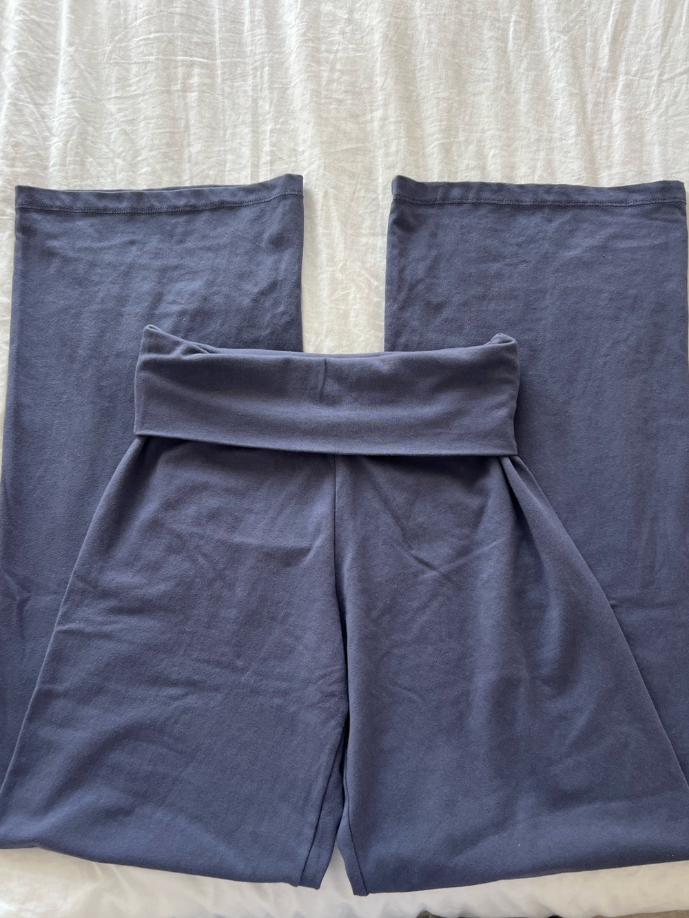 Brandy Melville Priscilla Pants- Faded Blue: Wide Leg Fold-Over Yoga Pants NEW